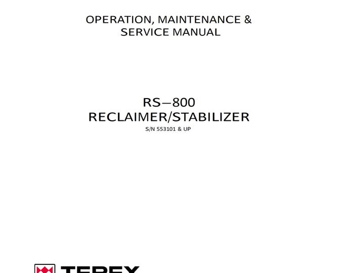 Terex Bomag RS 800 Stabilizater Operation, Maintenance & Service Manual - English   (Pdf Download)
