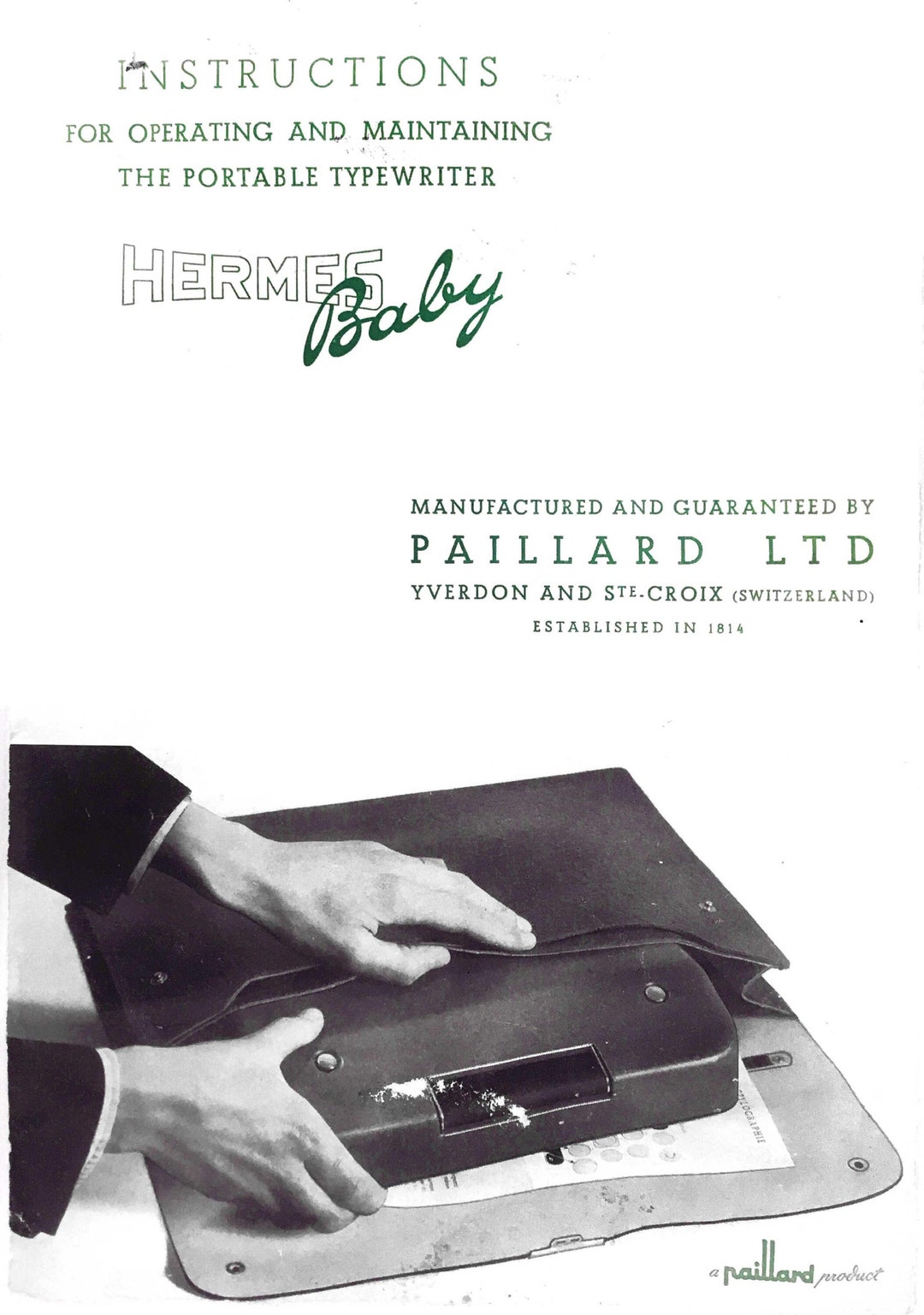 【使えます】Hermes Baby ヘルメスベビー　タイプライター　説明書あり 使えます】Hermes Baby ヘルメスベビー タイプライター 説明書あり