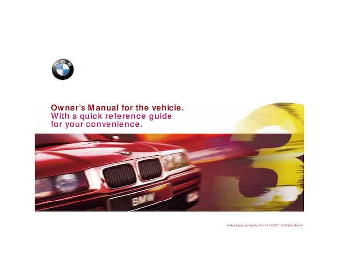 BMW 3 Series 318 - 323 - 328 E36 1990-2000 Owners Manual - English