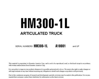 Komatsu HM300-1L Ramstyrd dumper verkstadsmanual (PDF-nedladdning)