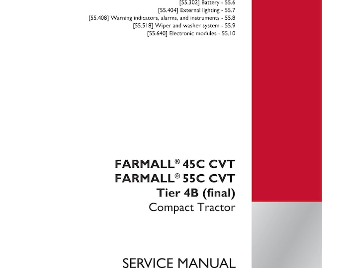 Case Farmall 45C CVT Farmall 55C CVT Tier 4B -Electrical systems - Shop Manual - Workshop Manual - Service Manual  (Pdf Download)