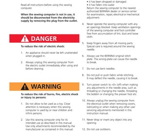 BERNINA artista 200 Sewing Machine Instruction Manual - English