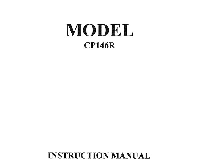 CONSEW CP146R Sewing Machine Instruction Manual - User Manual - Complete User Guide - English