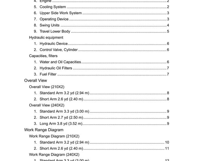 Linkbelt - Excavator 210 - 240 X2 - Shop Manual - Workshop Manual - Service Manual - English