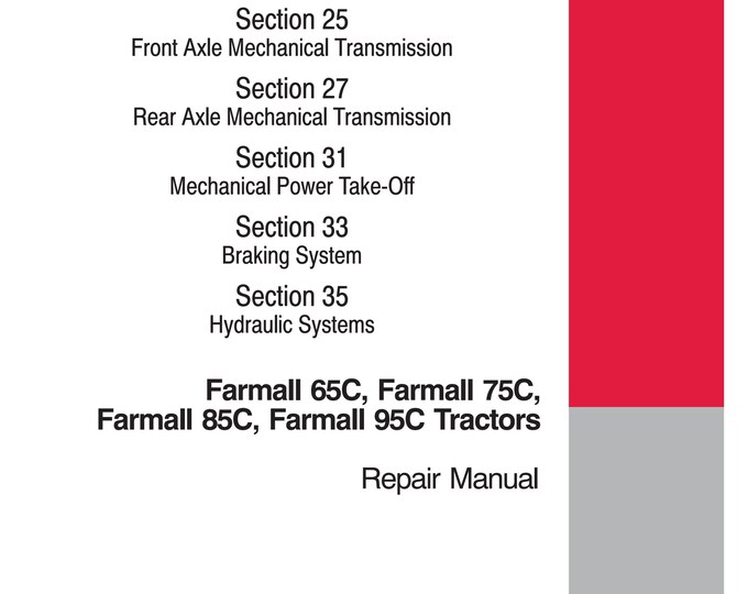 Case Farmall 65C Farmall 75C Farmall 85C Farmall 95C -Repair Manual - Service Manual (Pdf Download)