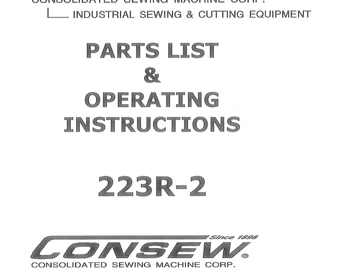 CONSEW 223R-2 Sewing Machine Instruction Manual - User Manual - Complete User Guide - English