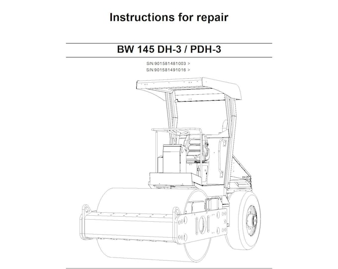 Bomag Roller BW 145 DH-3 PDH-3 Instructions for repair 01-2010 0852789 - English  (Pdf Download)