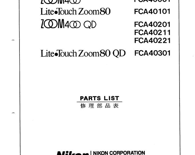 Nikon Lite Touch Zoom 80 - Zoom 400 - Service Manual - Workshop Manual -  PDF Download