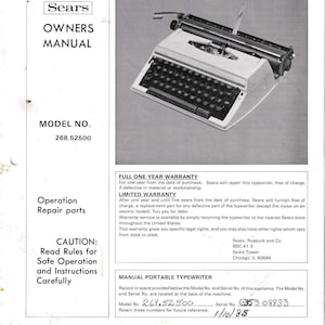 Instructiehandleiding Sears Achiever 2 Typewriter - Gebruikershandleiding - Volledige gebruikershandleiding