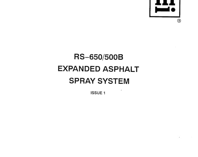 Bomag Spray System RS650 Owner Manual  - English  (Pdf Download)