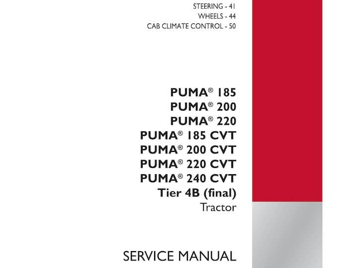 Case puma 185 puma 200 puma 220 puma 185 CVT puma 200 CVT puma 220 Cvt puma 240 Cvt Tier 4B Pneumatic system -Repair Manual-(Pdf Download)