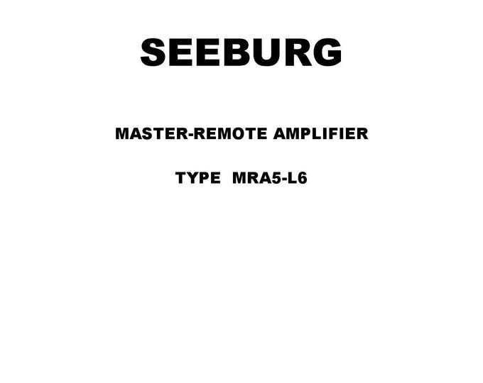 Seeburg -MRA5-L6- Service Manual - Instruction Manual -  Wiring Diagram - Schematic - Operation Manual - Parts List