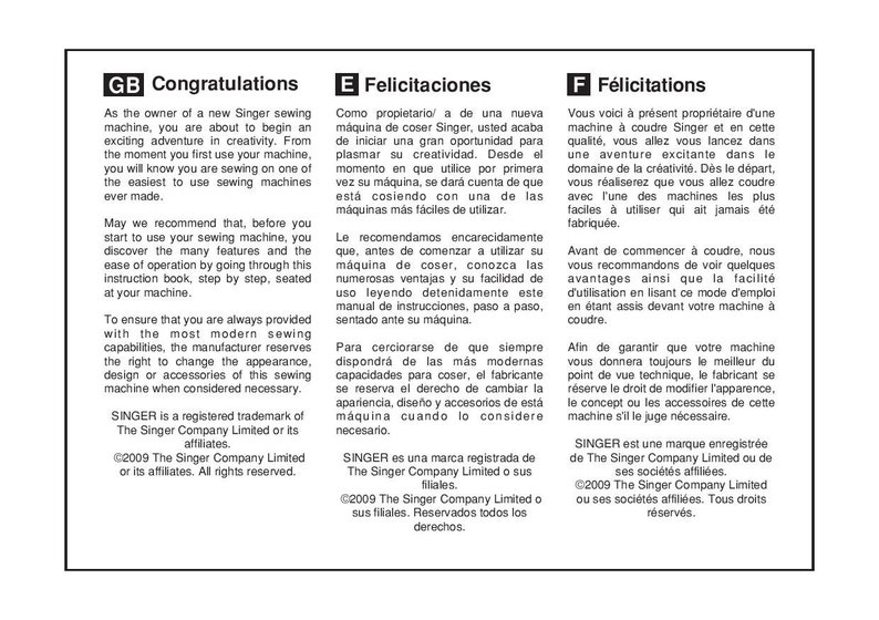 Singer 2263 SIMPLE Sewing Machine Instruction Manual User Manual Complete User Guide English