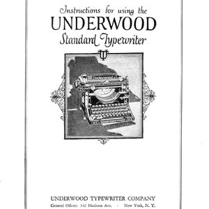 Underwood Standard 3-4-5 Typewriter Instructiehandleiding - Gebruikershandleiding - Volledige gebruikershandleiding