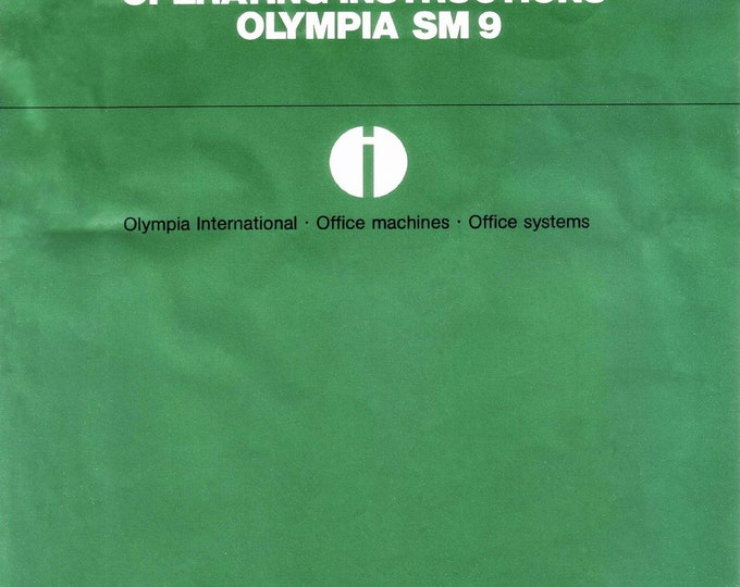 Olympia SM9-1970s Typwriter Instruction Manual - User Manual - Complete User Guide