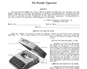 Corona zephyr Typewriter Instruction Manual - User Manual - Complete User Guide