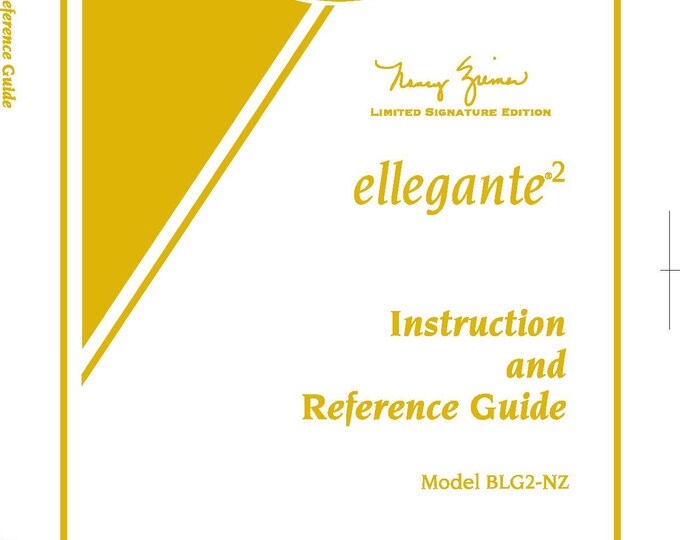 Baby Lock Ellegante2 BLG2-NZ Sewing Machine Instruction Manual - User Manual - Complete User Guide - English