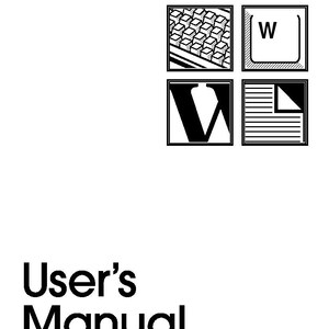 May include: Black and white image of a Smith Corona typewriter user manual. The cover features a keyboard, a letter W key, a letter V, and a document icon.