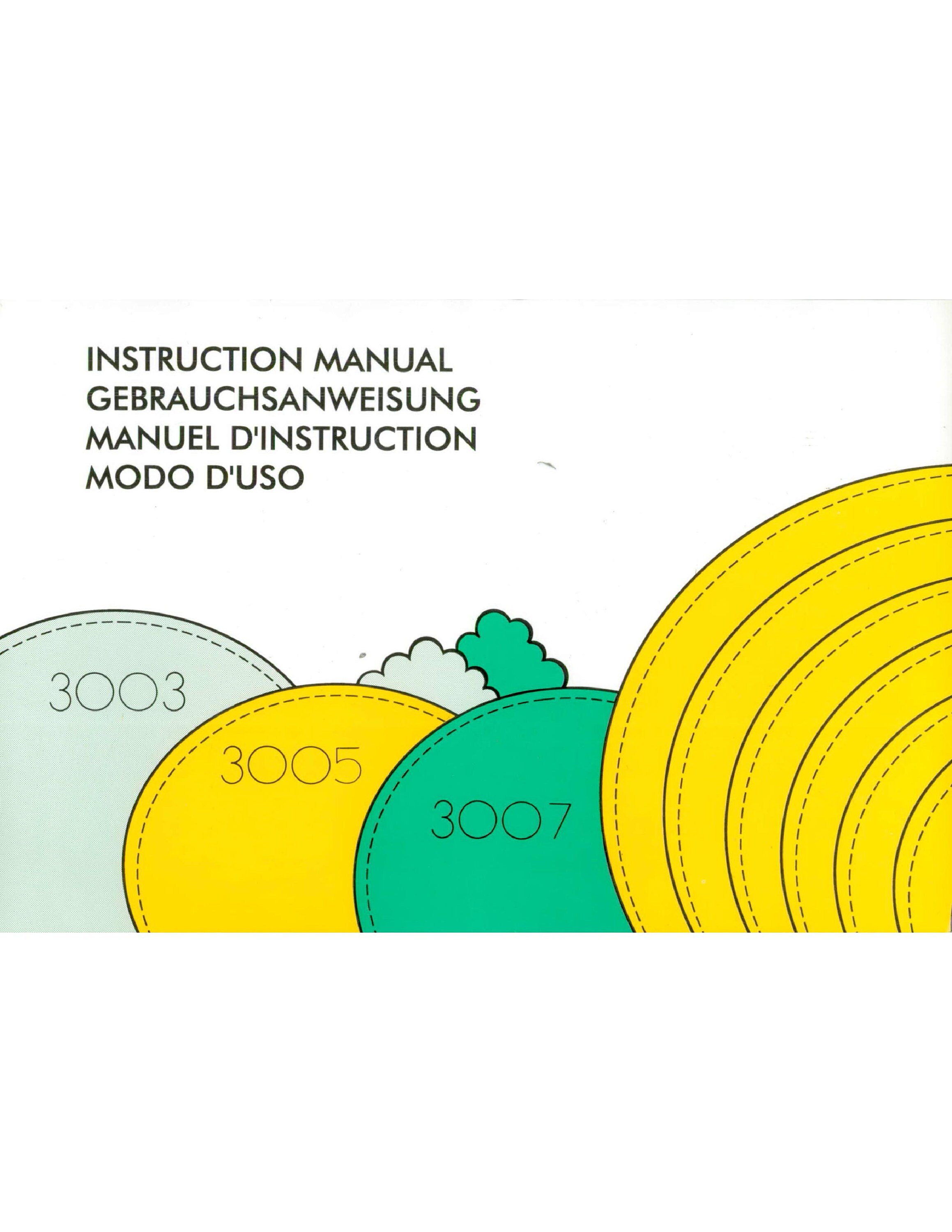 Elna 3003-3005-3007 Sewing Machine Instruction Manual User Manual