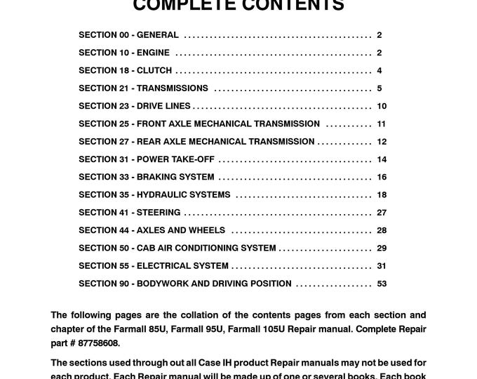 Case Farmall 65C Farmall 75C Farmall 85C Farmall 95C -Repair Manual - Service Manual (Pdf Download)