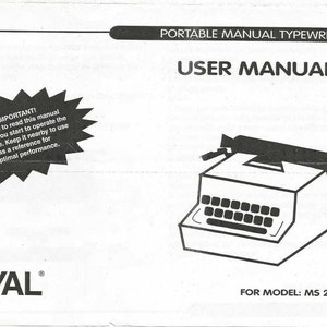Royal MS25 Premier Plus Typewriter Instruction Manual - User Manual - Complete User Guide