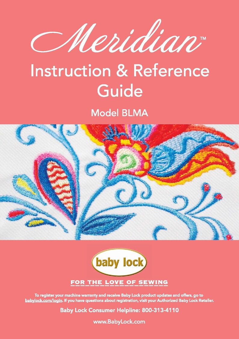 Three Blma Baby Lock Meridian BLMA Sewing Machine Instruction Manual - English - Etsy