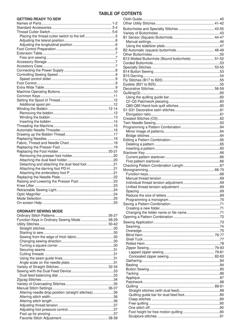 Janome 15000 Memory Craft Sewing Machine Instruction Manual User Manual
