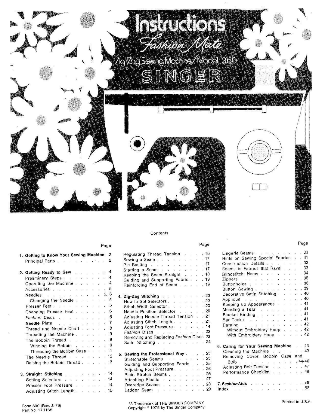 Singer 360 Fashion Mate Sewing Machine Instruction Manual Etsy