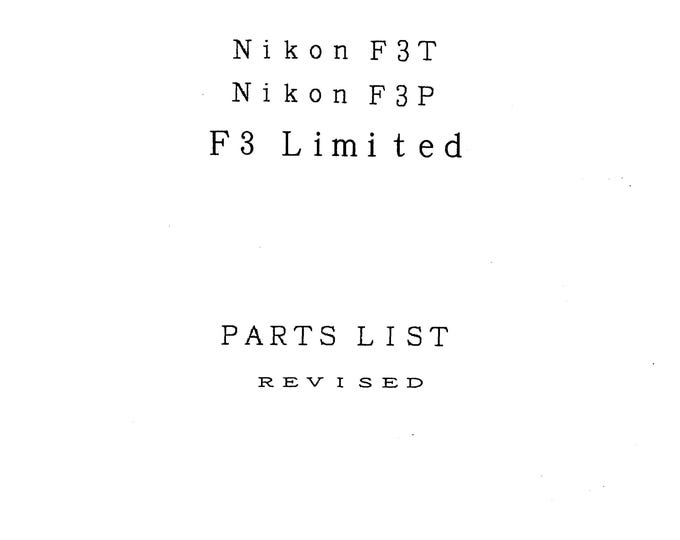Nikon F3 T f3p parts list - Service Manual - Workshop Manual -  PDF Download