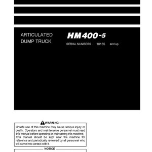 Komatsu HM400-5 Gelenkkipper Bedienungs und Wartungsanleitung - Englisch