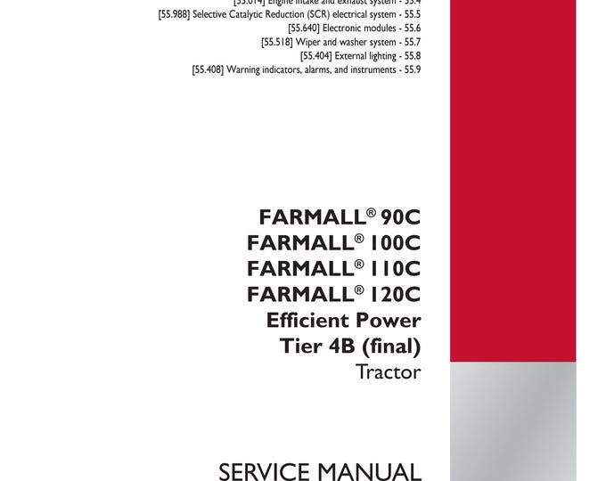Case FARMALL 90C Farmall  100C Farmall  110C Farmall 120C Efficient Power Tier 4B (final) - Repair Manual- Service Manual (Pdf Download)