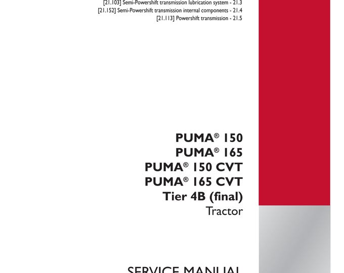 Case Puma 150 Puma 165 Puma 150 CVT Puma 165 CVT Tier 4B -Transmission-Repair Manual - Service Manual (Pdf Download)