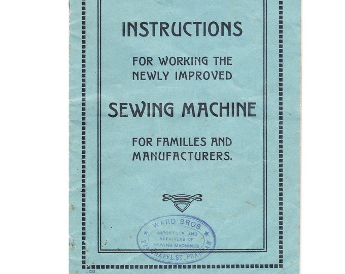 German-Style-Transverse-Shuttle-Sewing-Sachine-Manual-Ward Brothers- Service Manual- Instruction Manual -  Wiring Diagram - Operation Manual