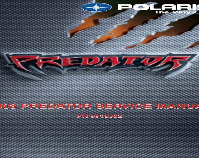 Polaris Predator 500 Service Manual 2003 - Service Manual - Parts Manual - Owner manual - Pdf Download