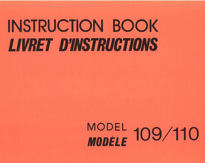 Janome 109 - 110 Sewing Machine Instruction Manual - User Manual - Complete User Guide