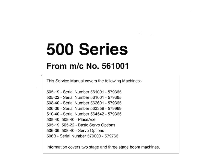 JCB 500 Series - 9803-3600U - Workshop Manual - Service Manual - Parts Manual - Owners Manual (PDF Download)