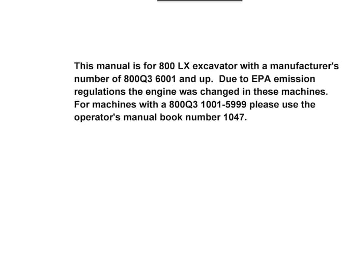 Linkbelt 800 LX TIER 3 - Part Manuals - Operators Manual- Workshop Manual  (PDF Download)