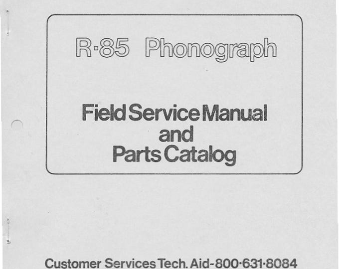 ROWE - R-85 - Installation -   Service Manual - User Manual - Parts List - English