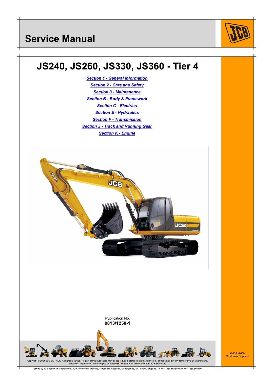 JCB JS240, JS260, JS330, JS360 - Tier 4 - Workshop Manual - Service ...