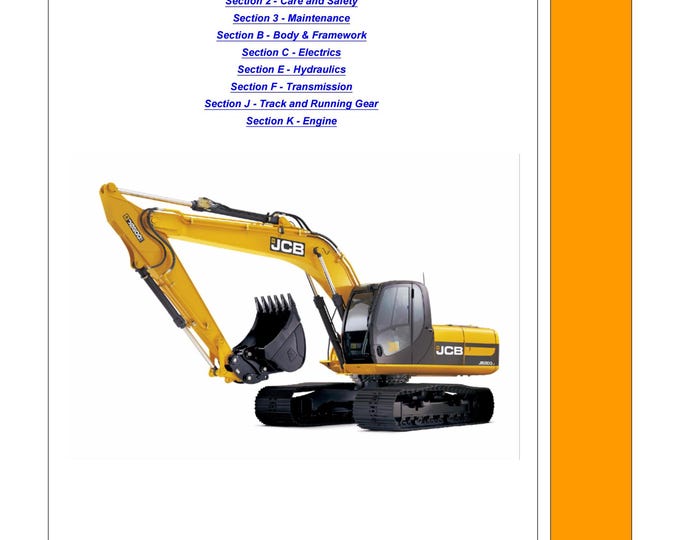 JCB JS240, JS260, JS330, JS360 - Tier 4 - Workshop Manual - Service Manual- Owners manual  (pdf Download)