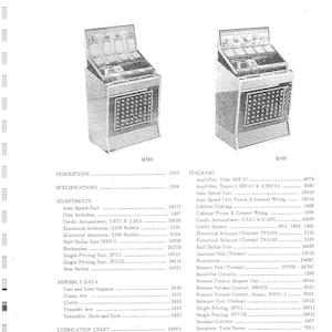 Seeburg -  Q100 - Q160 - Operating Instructions - Service Manual - Instruction Manual -  Wiring Diagram - Schematic - Operation Manual