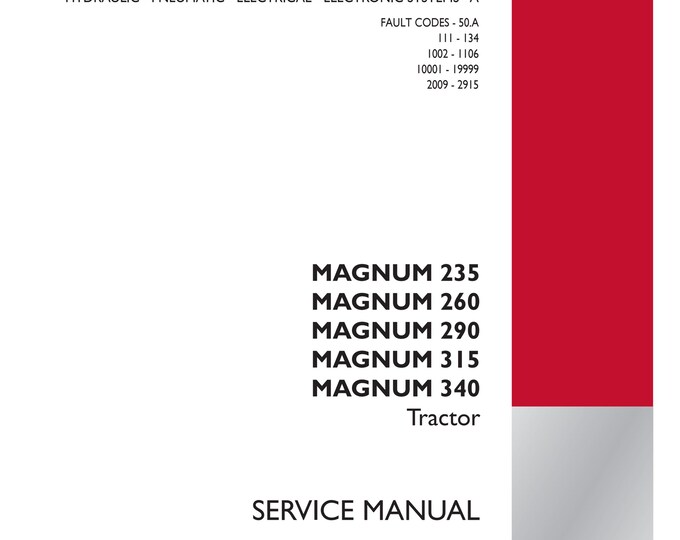 Case Magnum  235 Magnum  260 Magnum 290 Magnum 315 Magnum  340-FAULT CODES - 50.A - Service Manual (Pdf Download)