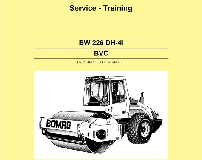 Bomag Single Drum Roller BW 226 DH-4i BVC Service Manual 00892433 10.2013 - English  (Pdf Download)