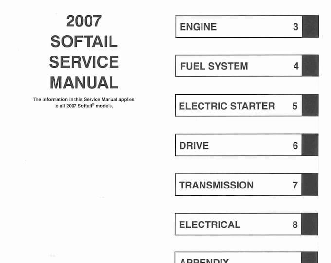 Harley Davidson Softail 2007 - Service Manual - Parts Manual - Owner manual - Pdf Download