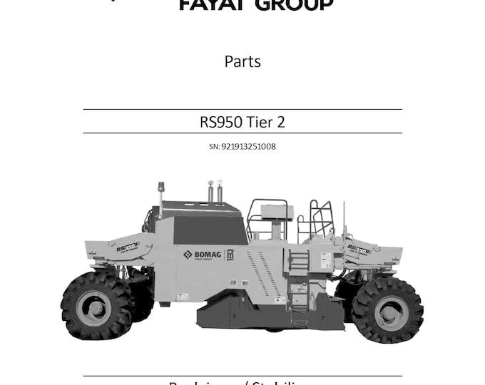 Bomag RS950 Tier 2 Stabilizer Parts Catalog 0852923.1008 05.2016 - English   (Pdf Download)