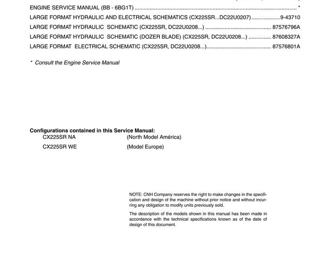 Case CX225SR Crawler excavator - Repair Manual - Service Manual (Pdf Download)