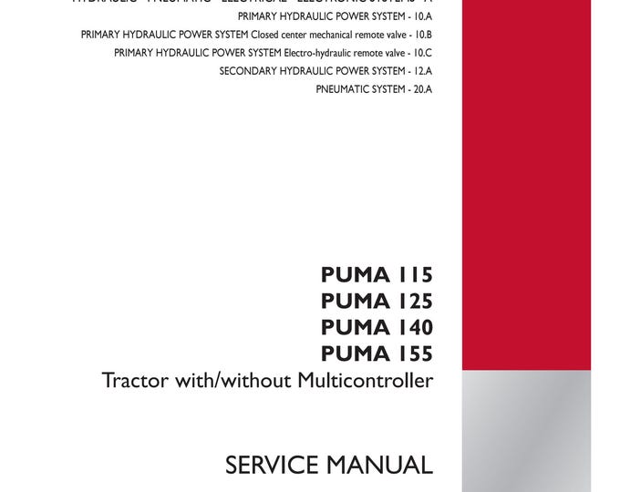 Case Puma 115 Puma 125 Puma 140 Puma 155- Repair Manual- (Pdf Download)