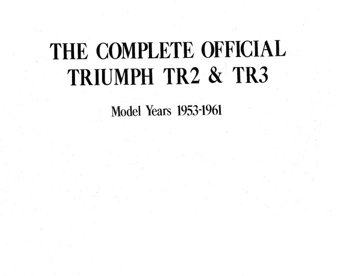 Triumph TR2 TR3 Service Parts Owner Manual (PDF Download)