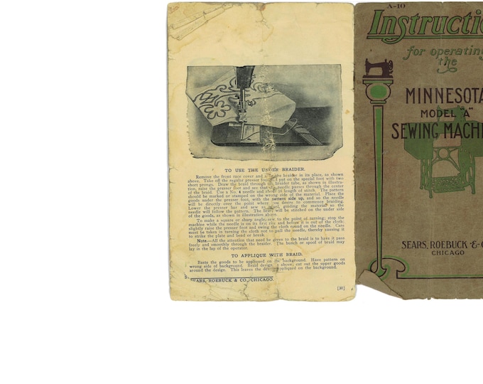 Minnesota-Model-A- Sewing Machine - Service Manual - Instruction Manual -  Wiring Diagram - Schematic - Operation Manual - Parts List