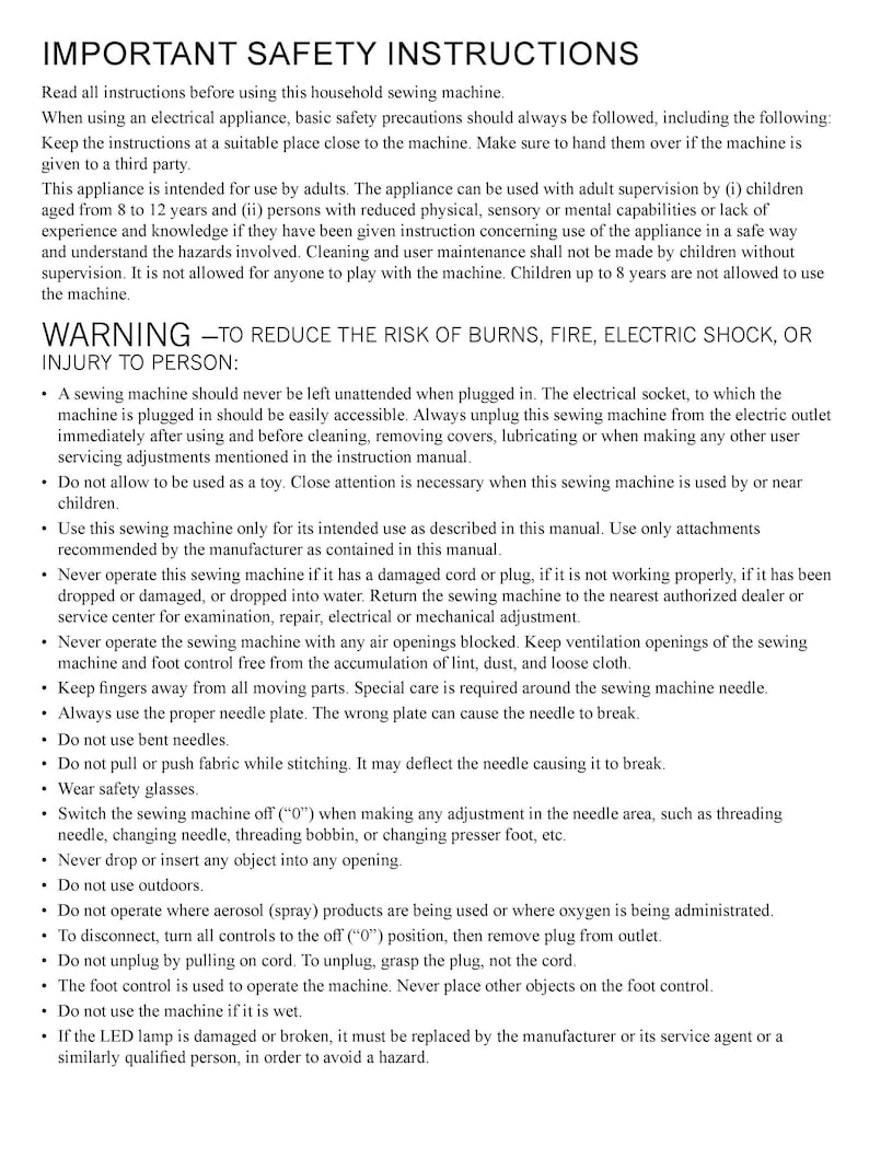 Singer M1150 M1155 Sewing Machine Instruction Manual User Manual